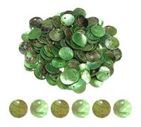 M METERXITY Lot de 150 Perles de Coquillage Rondes Plates en Forme de Gouttes, 15 mm Perles de Coquillage Plates Rondes avec Trou pour Boucles d'Oreilles Colliers Bijoux de Fabrication [Vert]