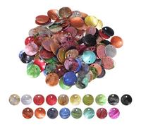 M METERXITY Lot de 150 Perles de Coquillage Rondes Plates en Forme de Gouttes, 15 mm Perles de Coquillage Plates Rondes avec Trou pour Boucles d'Oreilles Colliers [Couleurs Mélangées Colorées]