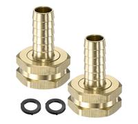 M METERXITY Lot de 2 adaptateurs pivotants en laiton pour tuyau d'arrosage, cannelure de 1,27 cm vers connecteur femelle GHT de 1,9 cm avec 2 anneaux en caoutchouc pour pelouse/bateau