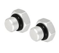 M METERXITY Lot de 2 bouchons de tuyau à tête hexagonale à filetage mâle - Adaptateur de raccord de tuyau, résistant à la corrosion, s'applique au joint d'étanchéité (G1/8, argenté)