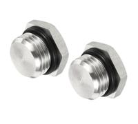 M METERXITY Lot de 2 Bouchons Mâles Filetés - Raccord de Tuyauterie Solide à Tête Hexagonale avec Joint en Caoutchouc d'Étanchéité, Convient aux Tuyaux d'Eau (M16X1.5, Ton Argent)