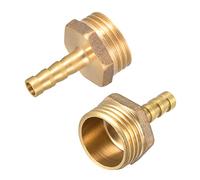 M METERXITY Lot de 2 connecteurs de tuyau cannelés en laiton - Adaptateur de raccord de tuyau pour le transport de liquide d'air, s'applique à l'industrie (filetage mâle cannelé 6 mm x G1/2, ton or)