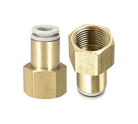 M METERXITY Lot de 2 raccords de tuyau femelle 3/8 PT - Raccord droit, raccord à pousser pour connecter les raccords, s'applique au système pneumatique (8 mm ID, doré)