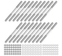 M METERXITY Lot de 20 vis filetées à double extrémité, M4 x 60 mm, tige poussoir en acier inoxydable, filetage à double extrémité avec rondelle pour équipement électrique/CNC/entretien de la maison