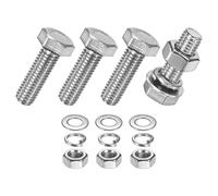 M METERXITY Lot De 4 Boulons Hexagonaux Avec Ecrous Rondelles Plates Et Freins M8x25mm Assortiment De Boulons Métriques En Acier Inoxydable Entièrement Filetés Pour Équipement/Machinerie