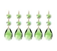 M METERXITY Lot de 5 Pendentifs en Forme de Larme, Chaîne de Lampe, Cristal Vert avec 2 Perles Octogonales, Pendentifs en Verre Brillant pour la Fabrication de Lampes[3,35 Pouces]