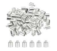 M METERXITY Lot de 50 embouts de cordon à pompons, 7 mm ID cuivre colle dans le cuir Kumihimo pour la fabrication de bijoux/bracelets/pendentifs, terminateurs de cordon [argenté]