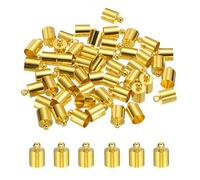 M METERXITY Lot de 50 embouts de cordon à pompons, 7 mm ID cuivre colle dans le cuir Kumihimo pour la fabrication de bijoux/bracelets/pendentifs, terminateurs de cordon [doré]