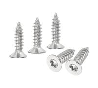 M METERXITY Lot de 50 vis Torx à tête plate M5 x 20 mm, en acier inoxydable 304, entièrement fileté, à tête fraisée, auto-taraudeuse, boulons en tôle d'étoile, pour bois/meubles [argenté]