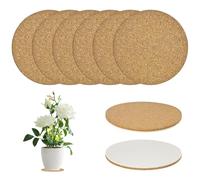 M METERXITY Lot de 6 sous-verres en liège de 10,2 cm double couche rigide et épais pour jardin/terrasse/bureau/cuisine/cour/intérieur extérieur/projet de bricolage [beige, ton bois]