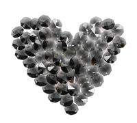 M METERXITY Lot de 60 Perles Octogonales, Perles de Suncatcher en Cristal Noir Pendentifs en Verre Brillant pour Lampe Lumineuse Suspension/Fabrication de Bijoux Diy [0.55"]