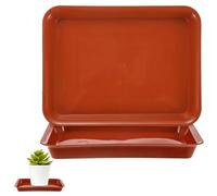 M METERXITY Pack de 2 soucoupes Plastique Plantes, 4,5 x 6,1 po int. rect. bacs à Eau pour Pots int./ext., bac d'égouttage pour Pots [5,3 x 7,1 po ext., Rouge]