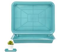 M METERXITY Pack de 2 soucoupes Plastique Plantes, 4,5 x 6,1 po int. rect. bacs à Eau pour Pots int./ext., bac d'égouttage pour Pots [5,3 x 7,1 po ext., Bleu]