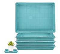 M METERXITY Pack de 2 soucoupes Plastique Plantes, 5,2 x 7,2 po int. rect. bacs à Eau pour Pots int./ext., bac d'égouttage pour Pots [6 x 8 po ext., Bleu]