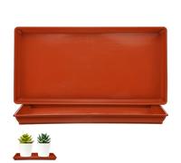 M METERXITY Pack de 2 soucoupes Plastique Plantes, 5,7 x 11,8 po int. rect. bacs à Eau pour Pots int./ext., bac d'égouttage pour Pots [6,3 x 12,6 po ext., Rouge]