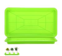 M METERXITY Pack de 2 soucoupes Plastique Plantes, 7,4 x 14,4 po int. rect. bacs à Eau pour Pots int./ext., bac d'égouttage pour Pots [9 x 16 po ext., Vert]