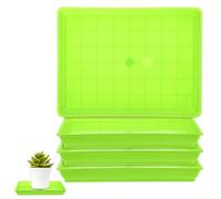 M METERXITY Pack de 4 soucoupes Plastique Plantes, 5,2 x 7,2 po int. rect. bacs à Eau pour Pots int./ext., bac d'égouttage pour Pots [6 x 8 po ext., Vert]