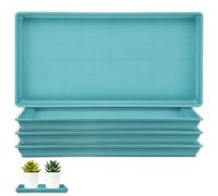 M METERXITY Pack de 4 soucoupes Plastique Plantes, 5,7 x 11,8 po int. rect. bacs à Eau pour Pots int./ext., bac d'égouttage pour Pots [6,3 x 12,6 po ext., Bleu]