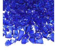 M METERXITY Pierre de Gravier en Verre à Haute Brillance, Gemmes en Verre, Verre Concassé, Morceaux de Verre Cassé pour l'Artisanat/Vases/Décorations de Jardin 6-9mm, 900g [Bleu Foncé]