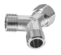 M METERXITY Raccord de tuyau - Raccord Union 3 voies en forme de Y, raccord de tuyau en cuivre nickelé, s'applique sur les tuyaux d'air, eau, gaz, (G1/2, 1 femelle à 2 filetages mâles, argent)