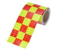 M METERXITY Ruban Réfléchissant, 3 Pouces x 10 Pieds Shining Star Carré Jaune & Rouge Imperméable Haute Visibilité Autocollant pour Trailers/Camions/Vêtements