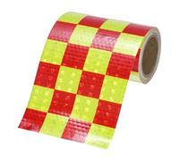 M METERXITY Ruban Réfléchissant, 4 Pouces x 10 Pieds Shining Star Carré Jaune & Rouge Impermeable Haute Visibilité Adhésif Pour Remorques/Camions/Vêtements, Panneaux D'Avertissement Extérieurs