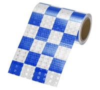 M METERXITY Ruban Réfléchissant Shining Star Carré Bleu & Blanc Imperméable | 4 Pouces x 10 Pieds, Haute Visibilité, Autocollant Pour Remorques/Camions/Vêtements