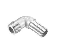 M METERXITY Tuyau Barbillon Raccords - 90 Degré Coude Inox Acier 14mm Tuyau Connecteur Appliquer à Eau Carburant (G3/8 Mâle Tuyau)
