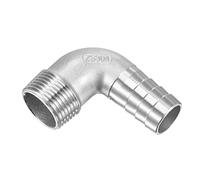 M METERXITY Tuyau Barbillon Raccords - 90 Degré Coude Inox Acier 25mm Tuyau Connecteur Appliquer à Eau Carburant (G1 Mâle Tuyau)