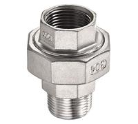 M METERXITY Tuyau Raccord Union - Inox Acier Double Fileté Tuyau Connecteur, avec Caoutchouc Anneau, Appliquer à DIY Projet, (3/4PT Mâle x G3/4 Femelle Filetage, Argent)