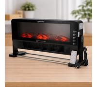 M mimotec - Chauffage Électrique Décoratif Calls Noir 2000 W, Effet Flamme, Silencieux <60 dB, avec Télécommande, Installation au Sol ou Murale, Usage Intérieur