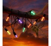 M mimotec - Guirlande lumineuse solaire LED d'extérieur 7,5 m, RGB à intensité variable, 15 ampoules, étanche IP54, décoration de jardin, patio, façade, terrasse