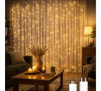 M mimotec - Guirlande Rideau LED Extérieure avec USB, longueur 3X2M, lumière chaude 2700K, IP65 Etanche, idéale pour terrasses et jardins. LM2962