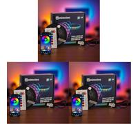 M mimotec - Pack Ruban LED 2M USB 5V, 10W RGB dimmable, application et télécommande, mode musique, idéal pour chambre, salon, cuisine, fêtes et jeux vidéo (Lot de 3)