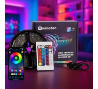 M mimotec - Pack Ruban LED 3M USB 5V, 16W RGB dimmable, application et télécommande, mode musique, idéal pour chambre, salon, cuisine, fêtes et jeux vidéo