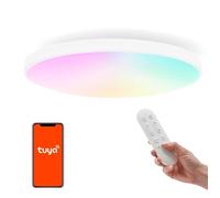 M mimotec - Plafonnier LED Smarthome Magic, intensité variable 25 W, 300 mm, couleurs changeantes RVB + CCT, télécommande et application, convient pour salle de bain, chambre, MI6015