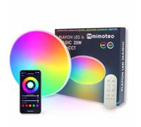M mimotec - Plafonnier LED Smarthome Magic, intensité variable 25W, 300 mm, couleurs changeantes RGB & CCT, télécommande et application, convient pour salle de bain, chambre, MI6015
