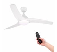 M mimotec - Ventilateur de Plafond avec Led Ivara Blanc 58W, Télécommande, Faible Consommation, Moteur DC 34W+Lumière Led 24W, 6 vitesses, Silencieux,3 Pales, hiver-été, minuterie.
