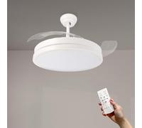 M mimotec - Ventilateur de Plafond avec Lumière Led Herben 68W, Télécommande, Basse Consommation, Moteur DC, 6 Vitesses, Silencieux, 3 Pales Rétractables, Fonction Été-Hiver, Minuterie. LM8095