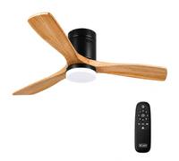M Mimotec Ventilateur de Plafond Energy avec Lumière LED Réglable (Intensité & CCT), Moteur DC Silencieux, Pales Effet Bois Ø132 cm, 6 Vitesses, Minuterie, Mode Été/Hiver, Télécommande