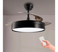 M mimotec - Ventilateur de plafond LED Black Loki, température de couleur réglable, fonction été/hiver, 6 vitesses, LM8825