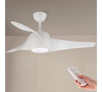 M mimotec - Ventilateur de Plafond Led Fanton en Blanc avec Lumière et Télécommande, Faible Consommation, moteur DC, 8 vitesses, Silencieux, 3 Pales, mode hiver-été, LM8080
