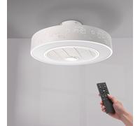 M Ledme - Ventilateur de plafond Led Plus Sticks avec lumière et télécommande, économie d'énergie, moteur DC, 5 pales, 6 vitesses, silencieux, avec APP, Blanc
