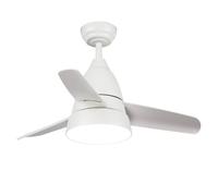 M mimotec - Ventilateur de Plafond Led Silence Blanc avec Lumière de 24W et Télécommande, moteur DC 30W, 6 vitesses, Silencieux, 3 Pales, 91 cm, fonction été-hiver, minuterie