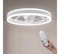 M mimotec - Ventilateur de Plafond LED Verona 36W Blanc avec Télécommande, Moteur DC Silencieux, 6 Vitesses, Lumière LED CCT et Intensité Réglable, Fonction Été/Hiver et Minuterie