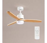 M mimotec Ventilateur de Plafond LED White Crazy, Moteur DC Silencieux, 6 Vitesses, Lumière CCT Réglable, Télécommande, Minuterie 1 h/2 h, Mode Été/Hiver, Blanc, 132 cm