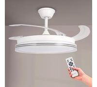 M mimotec - Ventilateur de plafond LED White Decor, température de couleur réglable, fonction été/hiver, 6 vitesses, LM8853