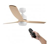 M mimotec - Ventilateur de plafond LED White Sara 132 cm avec moteur DC 23 W, lumière réglable 18 W 3CCT, IP20, télécommande, minuterie et fonction été/hiver
