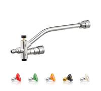 M MINGLE Baguette de nettoyeur haute pression à double lance pour canon à mousse, baguette de nettoyeur haute pression à double connecteur avec 5 embouts de buse de nettoyeur haute pression, 5000 PSI