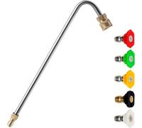 M MINGLE Embout de nettoyeur de gouttière pour nettoyeur haute pression, extension coudée pour nettoyage de gouttière, 5 embouts de buse, raccord rapide de 6,35 mm, 33 cm